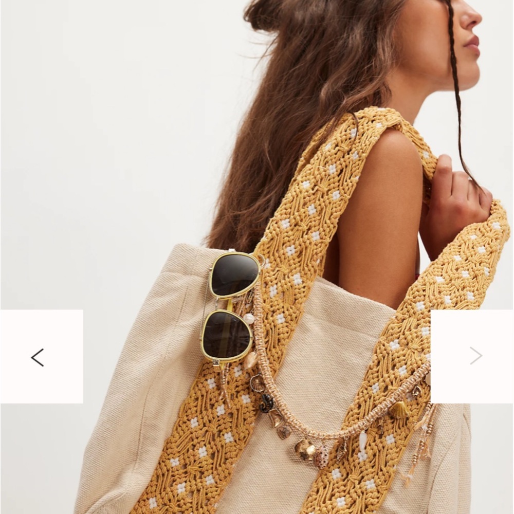 Mia Macramé, Chic Beige and Gold Women's Tote Bag NWT FREE PEOPLE